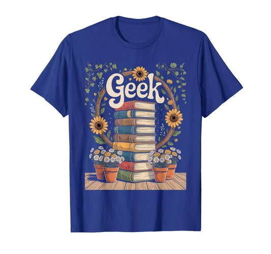 Books Geek Sunflower Floral Cute Vintage Books Reader Lover T-Shirt