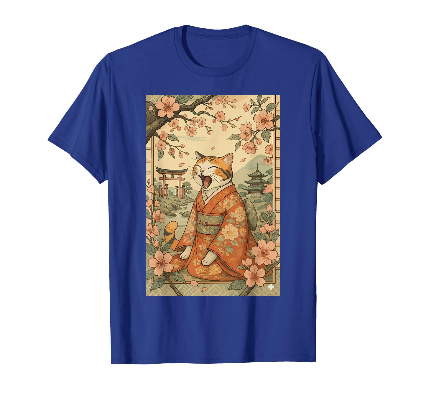 Funny Cat Shirt in Kimono Cherry Blossom Japanese Art T-Shirt