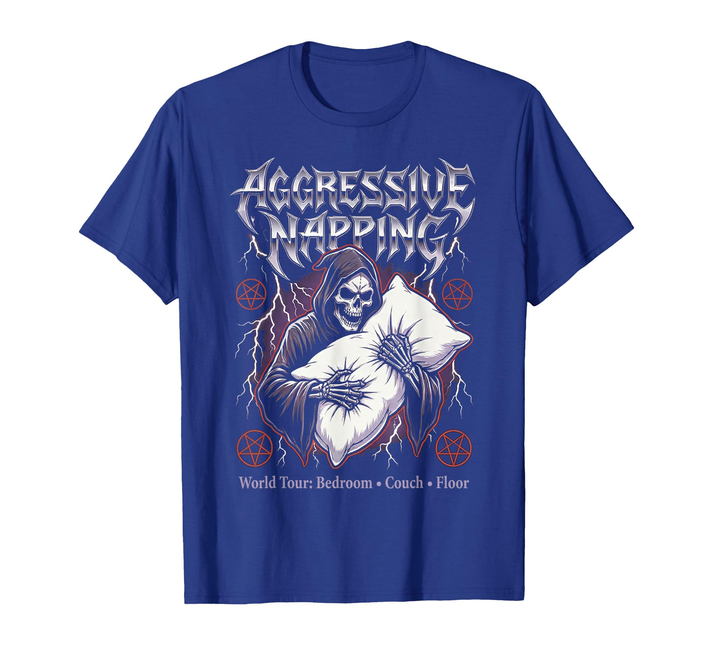 Aggressive Napping Funny Heavy Metal Grim Reaper Sleep T-Shirt