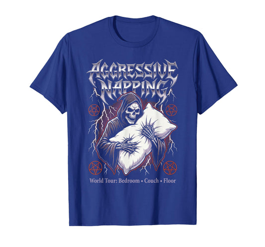 Aggressive Napping Funny Heavy Metal Grim Reaper Sleep T-Shirt