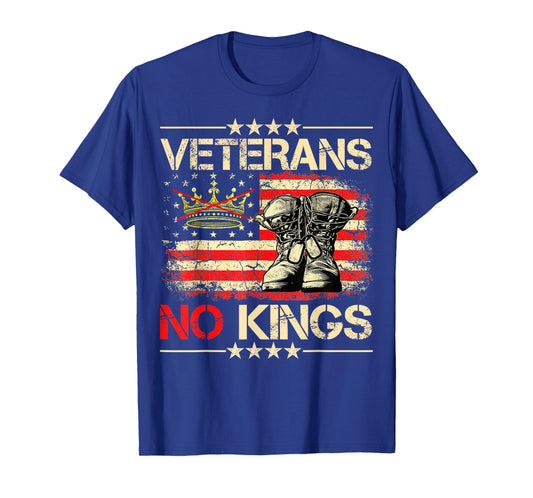 Veterans No Kings Military Protest USA Flag America T-Shirt