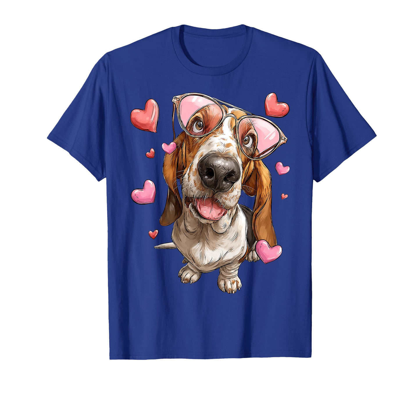 Basset Hound Dog Valentine's Day Heart Sunglasses T-Shirt