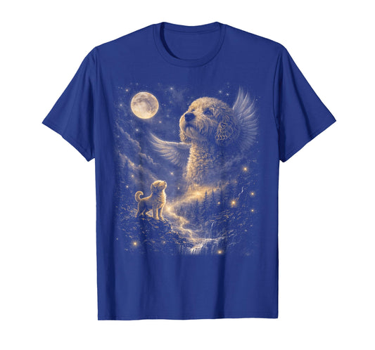 Goldendoodle Howling to The Moon Vintage Mystical Dog Art T-Shirt