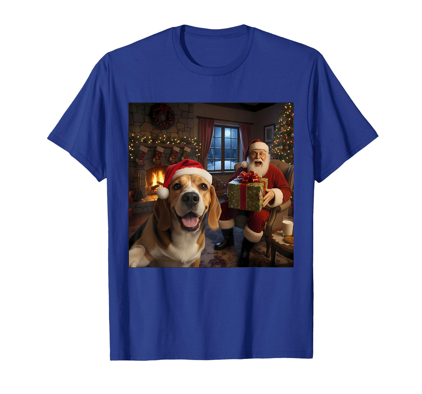 Beagle Selfie with Santa Claus Funny Christmas Meme T-Shirt