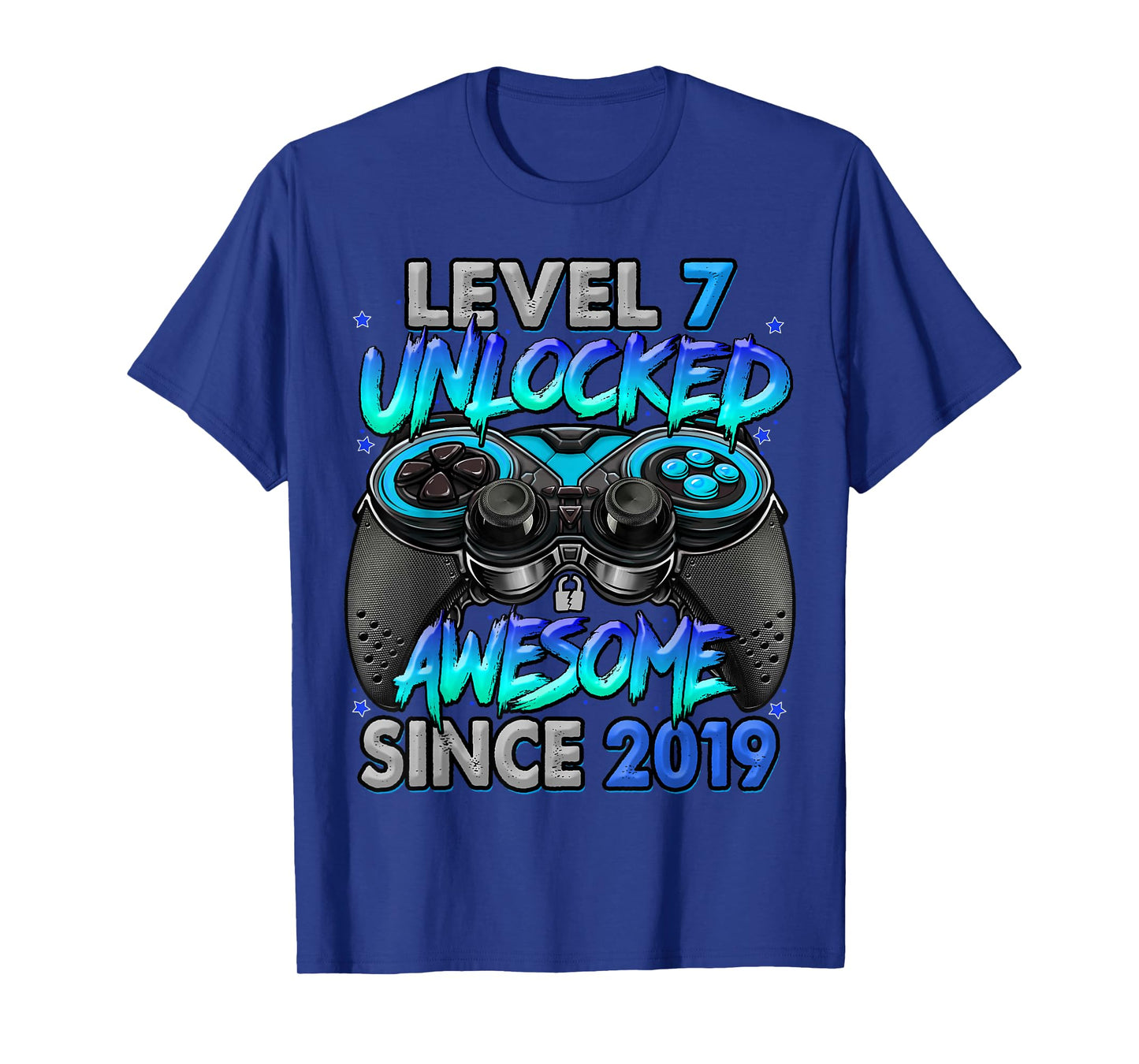 Level 7 Unlocked Awesome Since 2019 7th Birthday Gaming T-Shirt