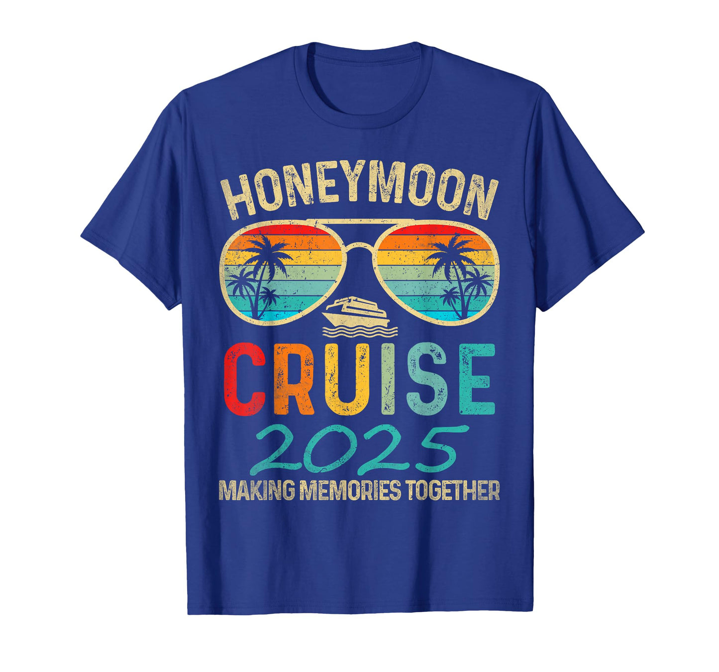 Funny Just Married Honeymoon Cruise 2025 for Couples Wedding T-Shirt