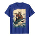 Vintage Samurai Cat Riding a Shark in Japanese Art Anime T-Shirt