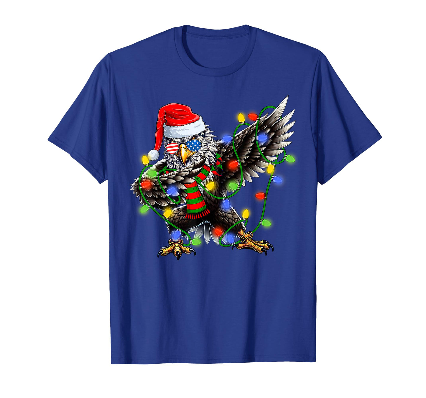 Christmas Lights Dabbing Santa Bald Eagle Xmas Men Women Kid T-Shirt