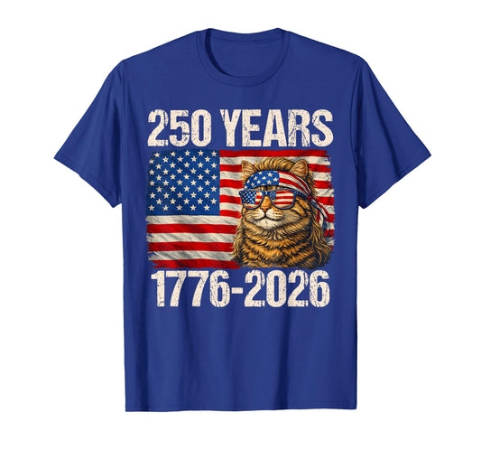 250 Years Cat American Flag 250th Anniversary 4th of July T-Shirt