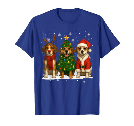 Retro Christmas Beagle Santa Reindeer Dog Lover T-Shirt
