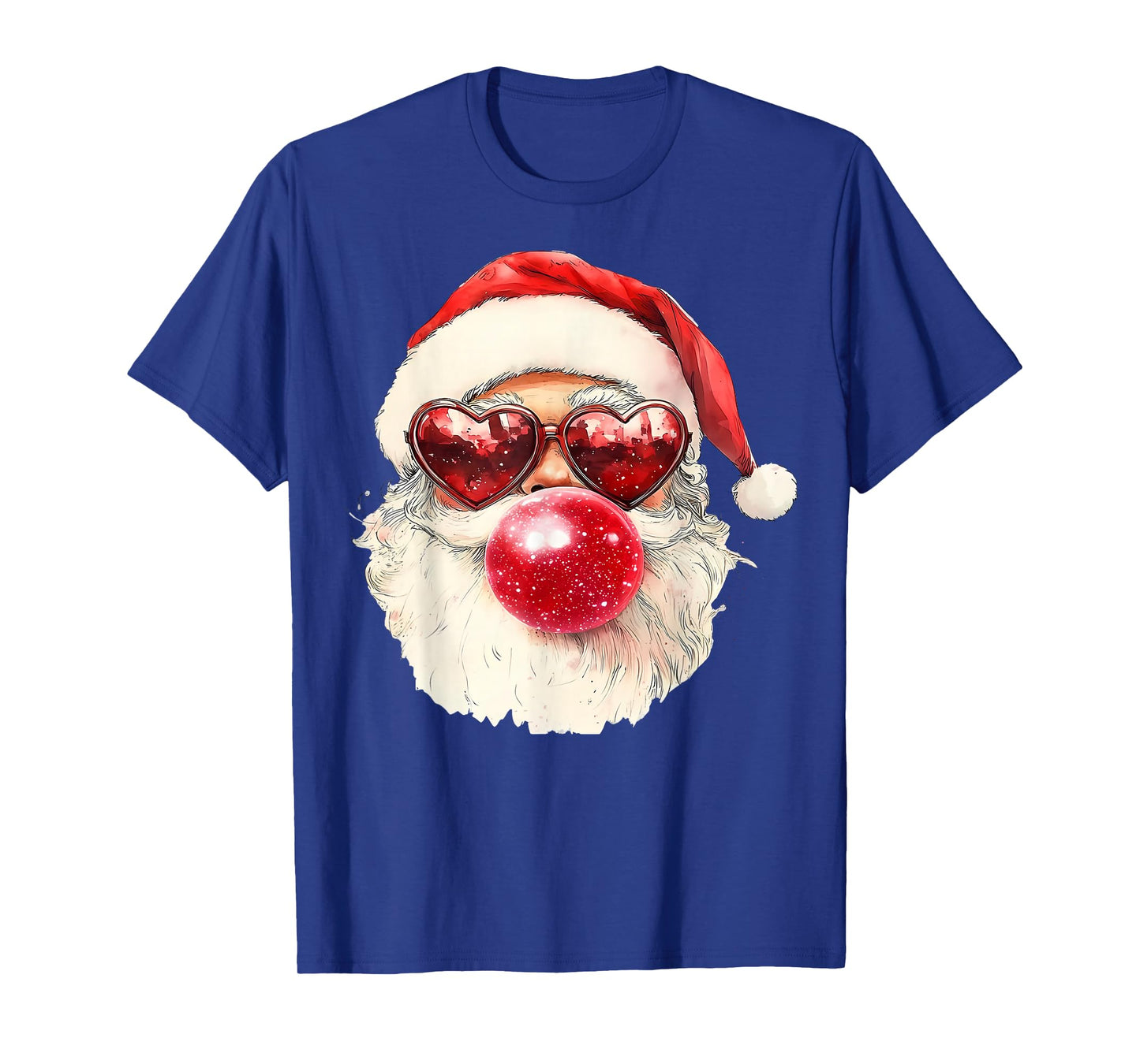 Cute Retro Santa Christmas Blowing Bubble Gum Vintage Girly T-Shirt
