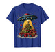 Funny Christmas Tree and UFO Snowflakes Alien Lovers Snowy T-Shirt