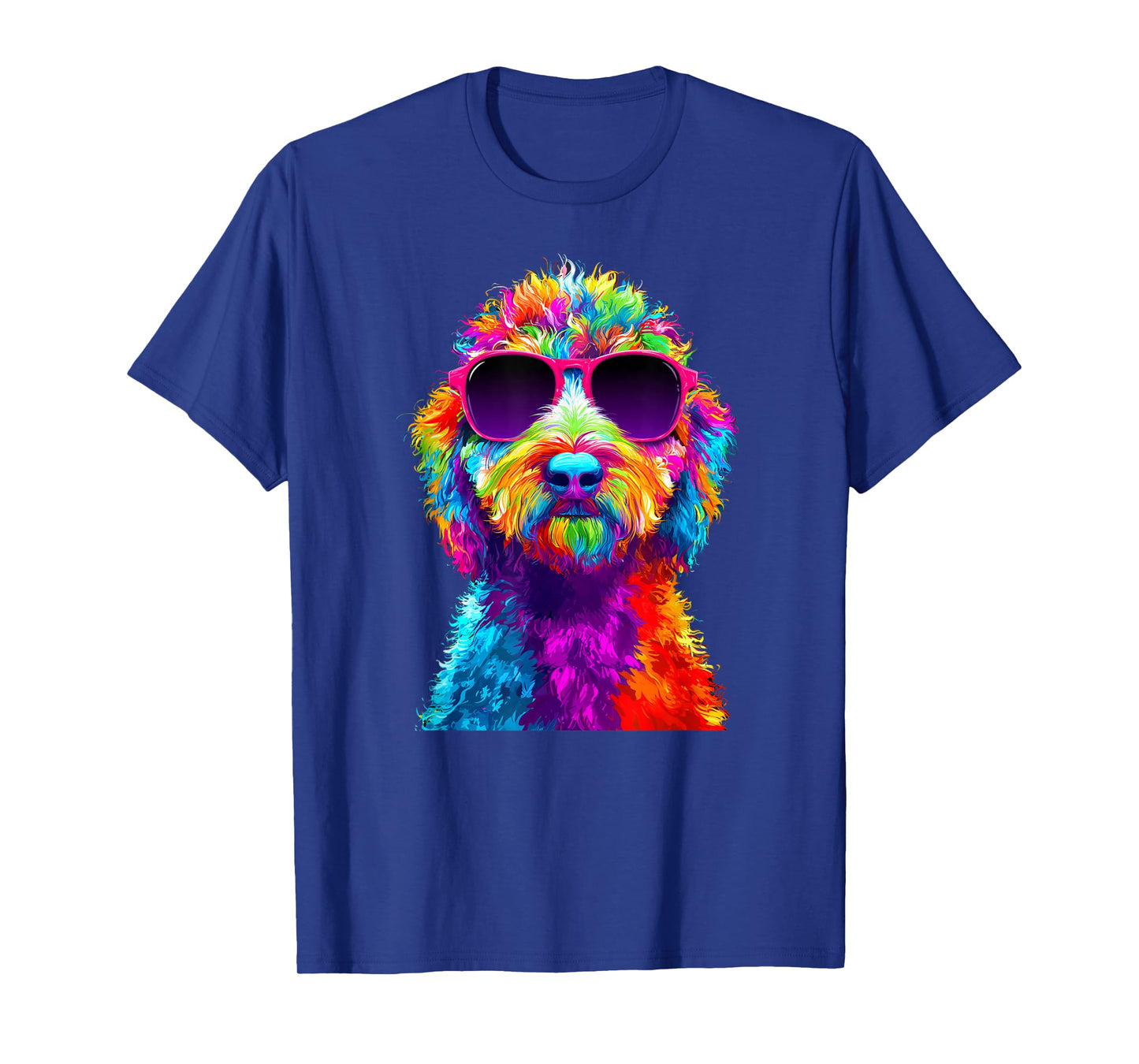 Colorful Doodle Dog with Sunglasses Sheepadoodle Art T-Shirt