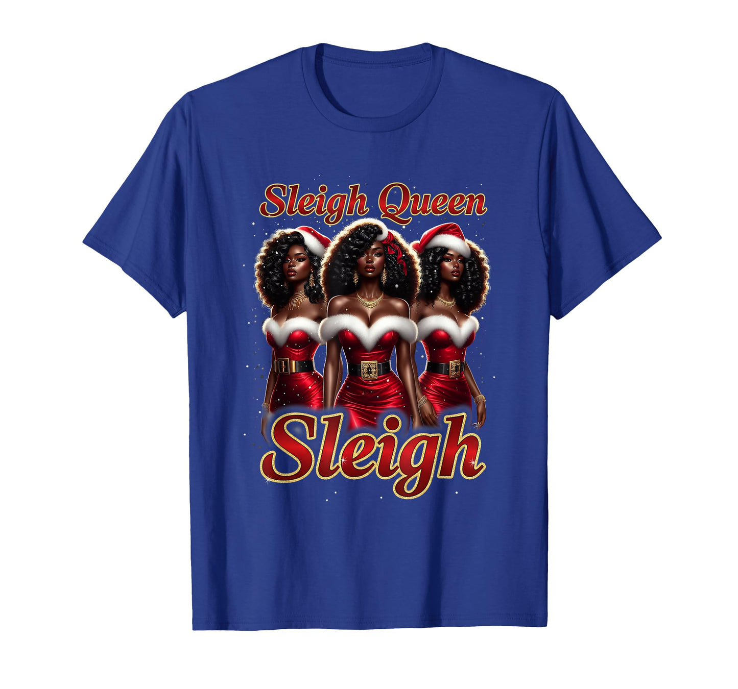 Sleigh Queen Christmas African American Melanin Afro T-Shirt