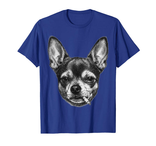Dog Smoking Cigarette Funny Chihuahua Meme Vintage T-Shirt