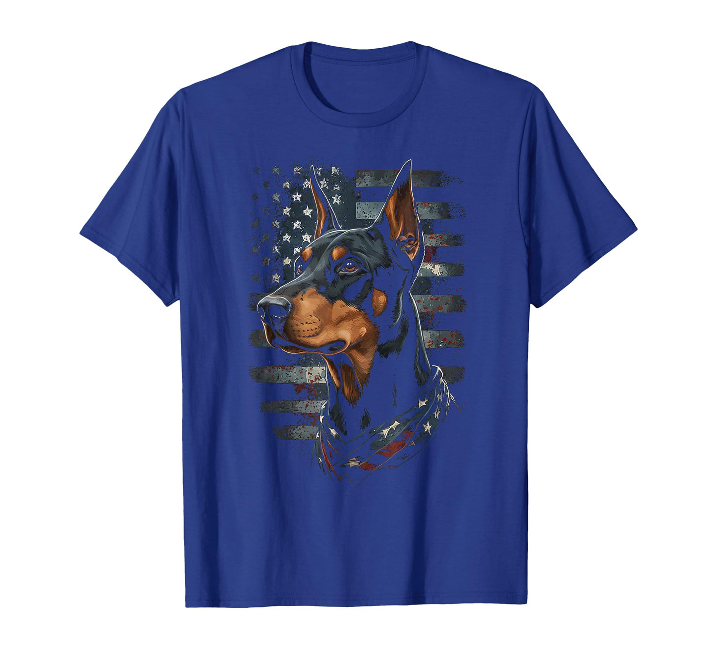 Doberman Pinscher Dog American Flag Patriotic Vintage USA T-Shirt