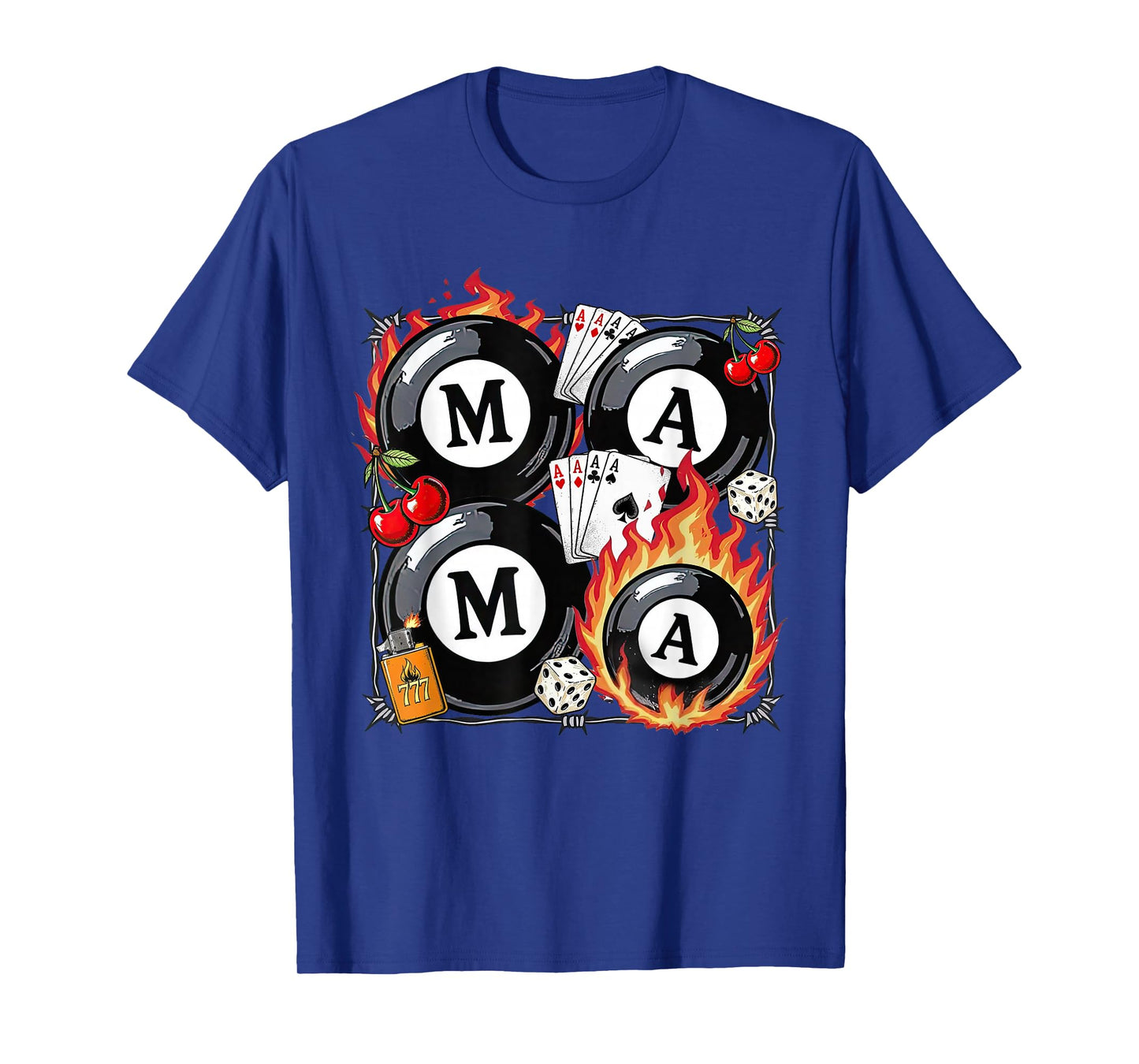 Lucky Mama Billiard 8 Balls Cherry Mother's Day Mom Life T-Shirt