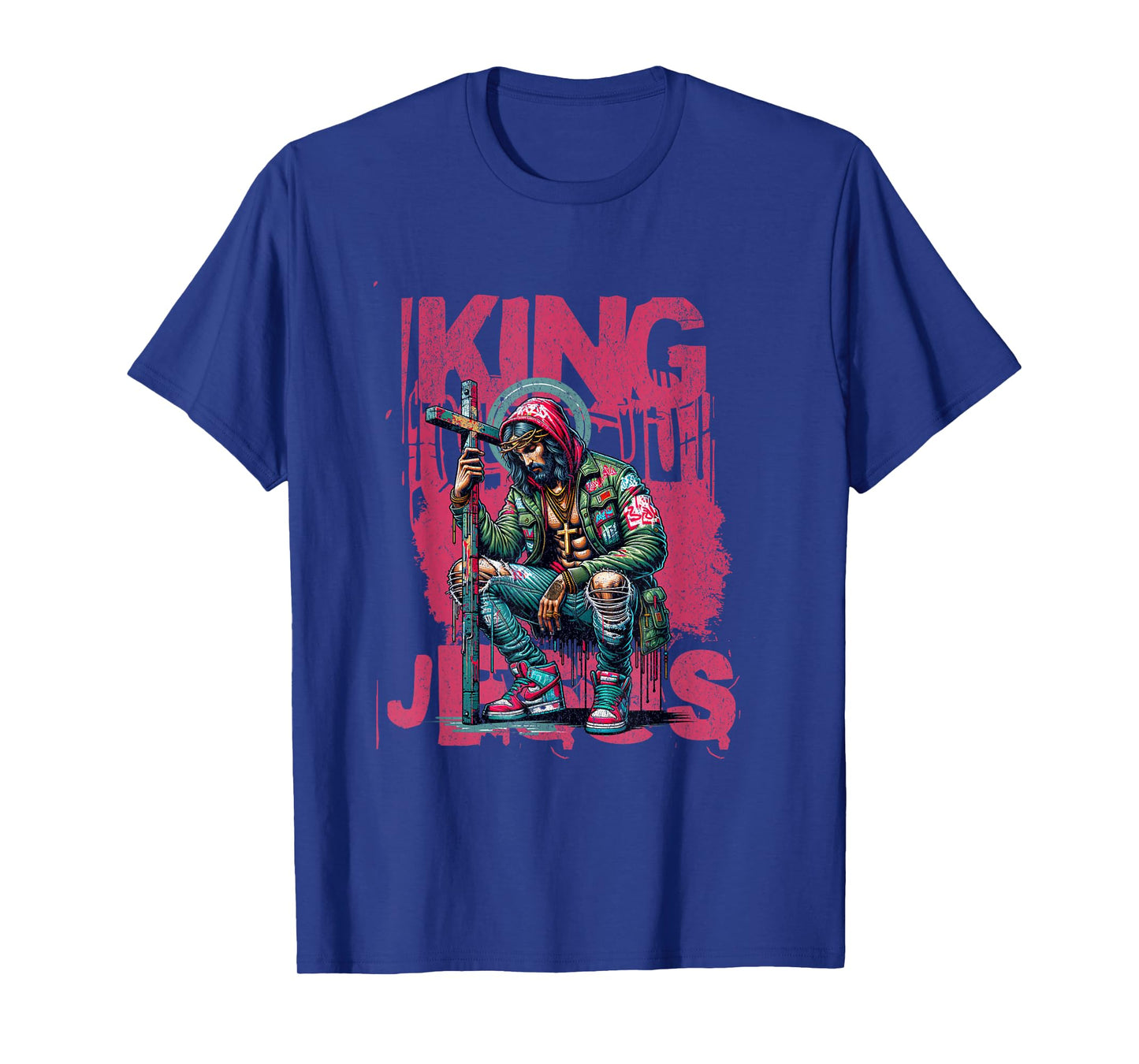 King Jesus Christian Faith | Christ with Cross for Men Women T-Shirt