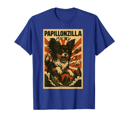 PapillonZilla Parody Japanese Art Papillon Dog Mom Dad T-Shirt