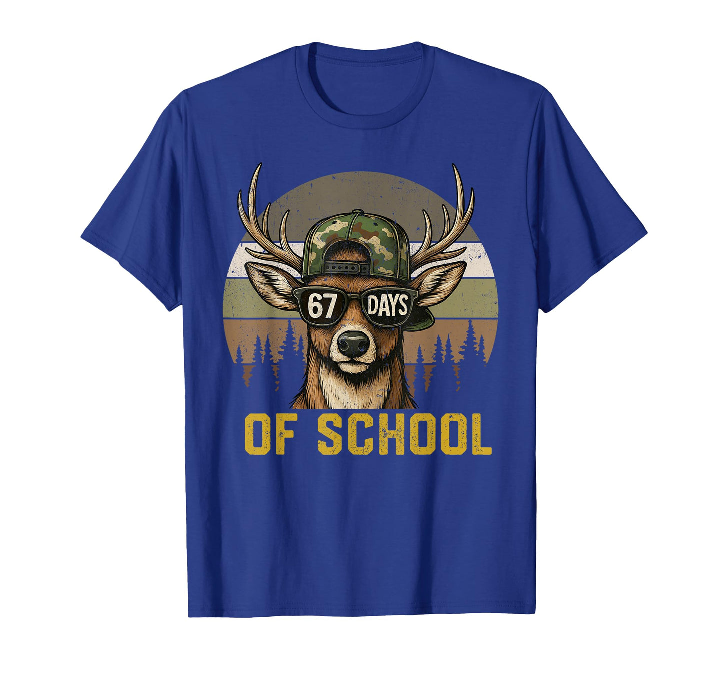 67 Days of School Deer Hunting Boy Camo Boy Girl Teacher T-Shirt