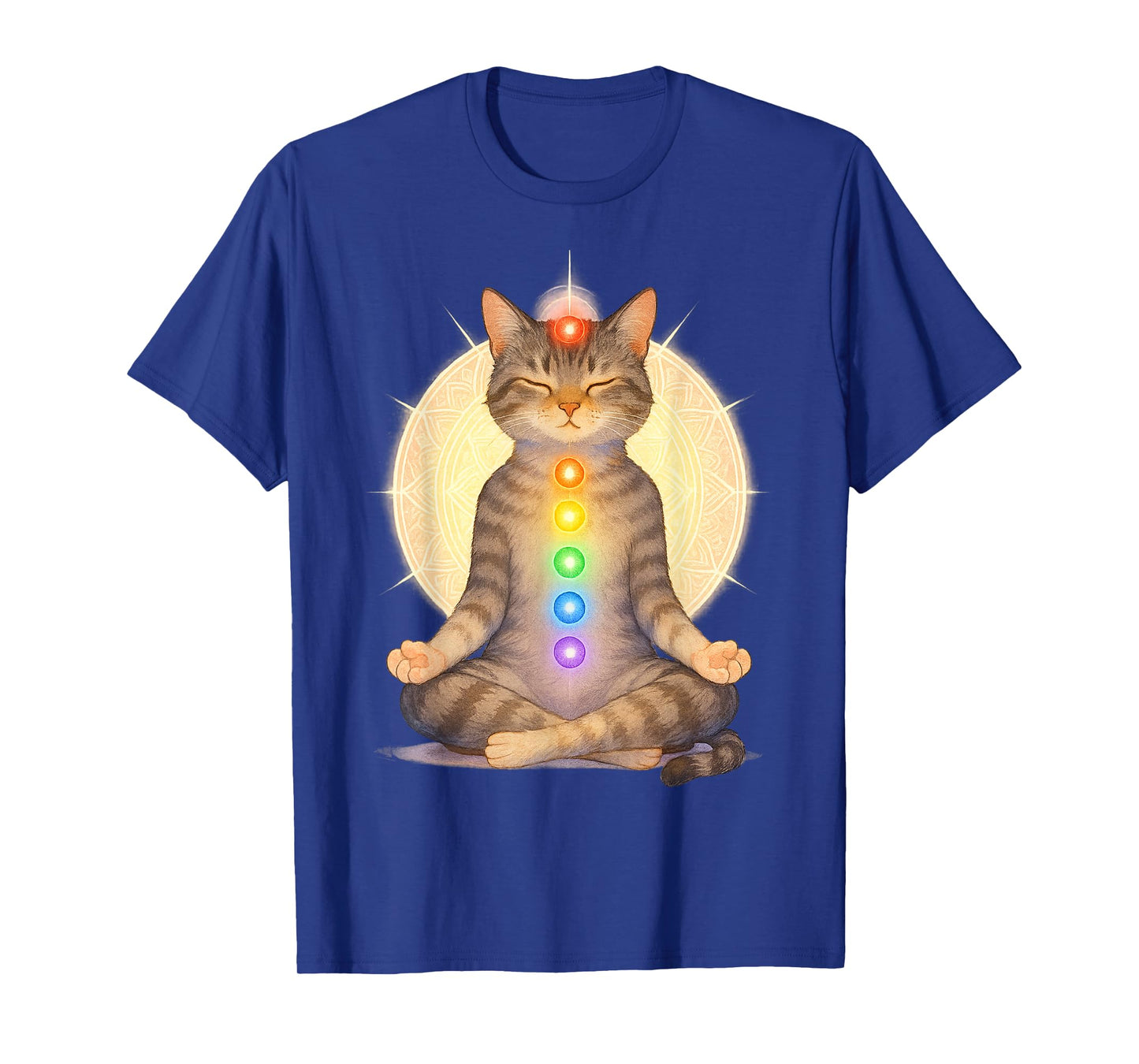 Meditating Chakra Cat Yoga Spiritual Cat Lovers Mandala T-Shirt