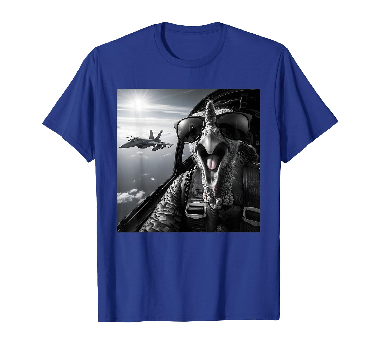 Funny Turkey Selfie Inside a Military Aircraft Thanksgiving T-Shirt