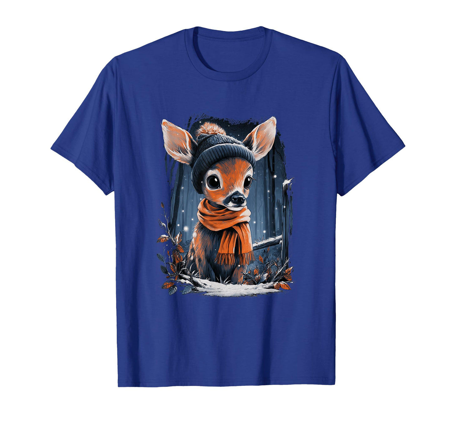 Winter Fawn Cozy Forest Scene Warm Scarf Snowy Woodland T-Shirt