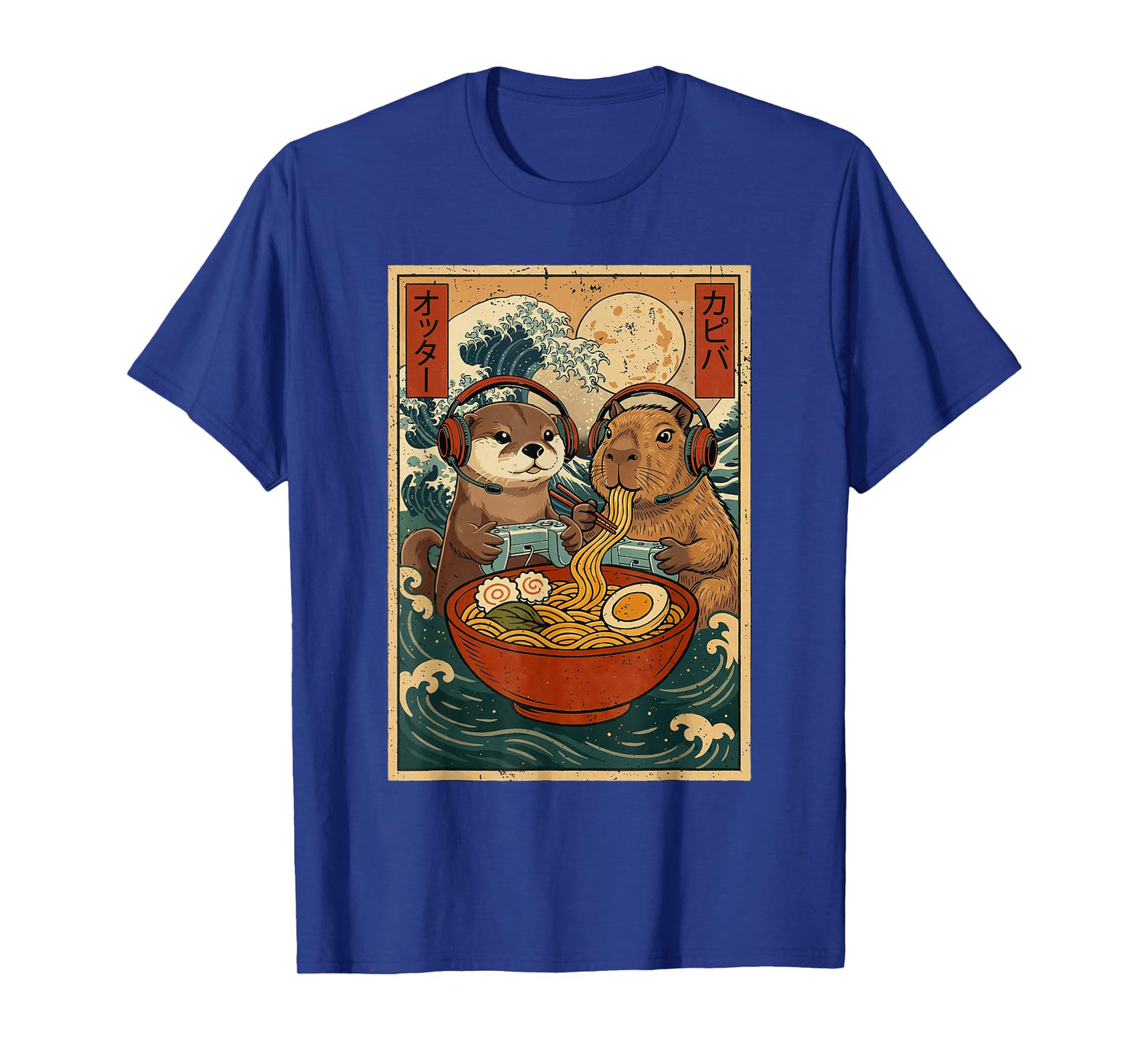 Kawaii Japanese Ramen Gamer Otter & Capybara Retro Gaming T-Shirt