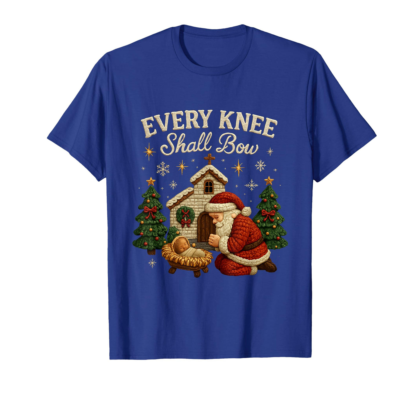 Every Knee Shall Bow Christmas Nativity Design T-Shirt