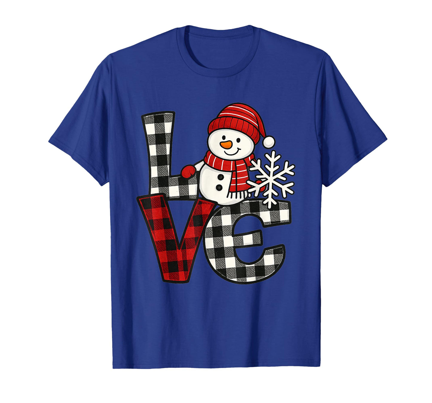 Love Snowman Buffalo Plaid Christmas Winter T-Shirt