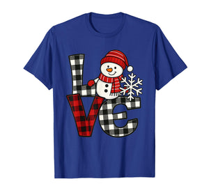 Love Snowman Buffalo Plaid Christmas Winter T-Shirt