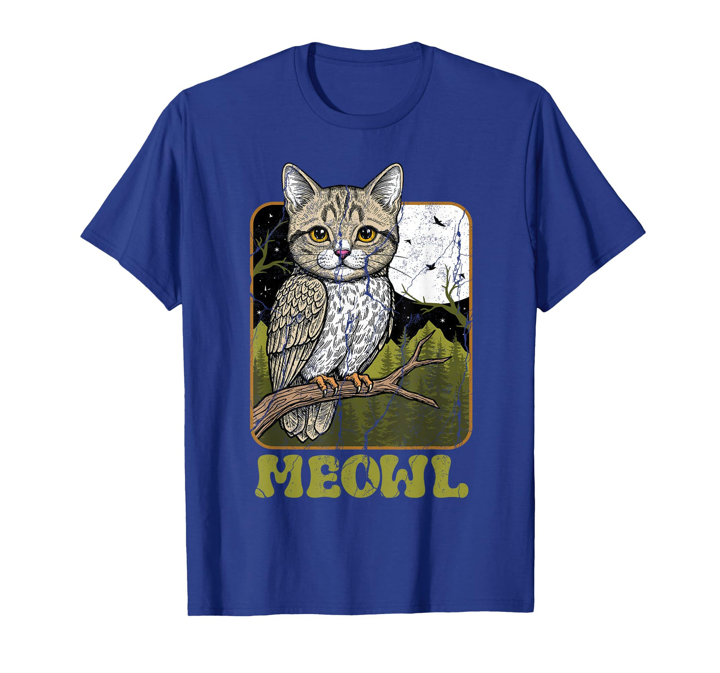 Funny Cat Owl Meme Meowl Internet Brainrot Cursed Vintage T-Shirt