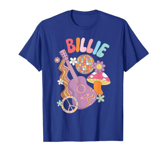 Girl Retro Billie First Name Personalized Groovy 80's T-Shirt