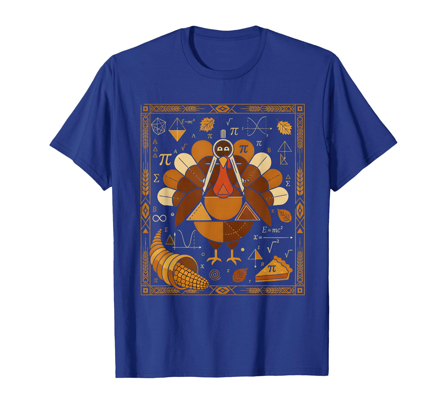 Funny Math Turkey Teacher Thanksgiving Geometric Pi Equation T-Shirt