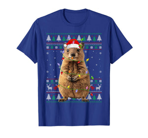 Quokka Christmas Lights Ugly Sweater Santa Hat Quokka Xmas T-Shirt
