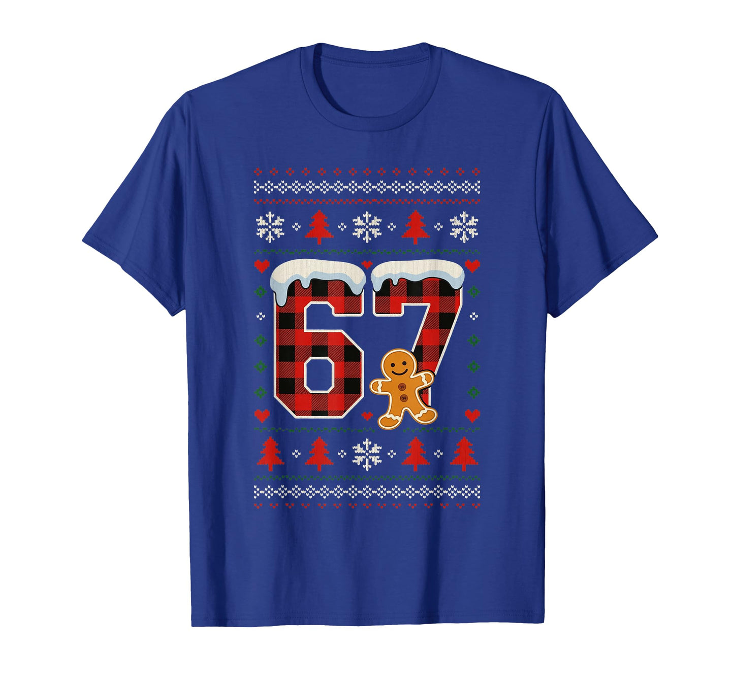 Funny Christmas Meme 67 Red Plaid Gingerbread Ugly Sweater T-Shirt