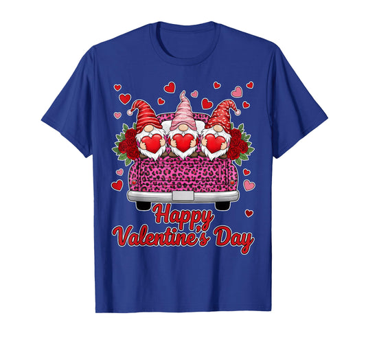 Three Gnomes and Leopard Truck Happy Valentine's Day Lovers T-Shirt