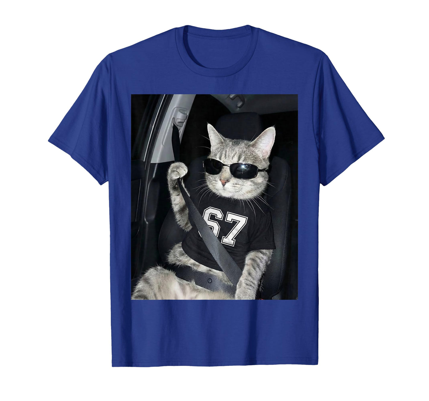 67 Cat Wearing Sunglasses Gen Alpha Funny Six Seven 6 7 Meme T-Shirt