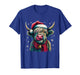Highland Cow Christmas Santa Hat Plaid Bell Holiday Art T-Shirt