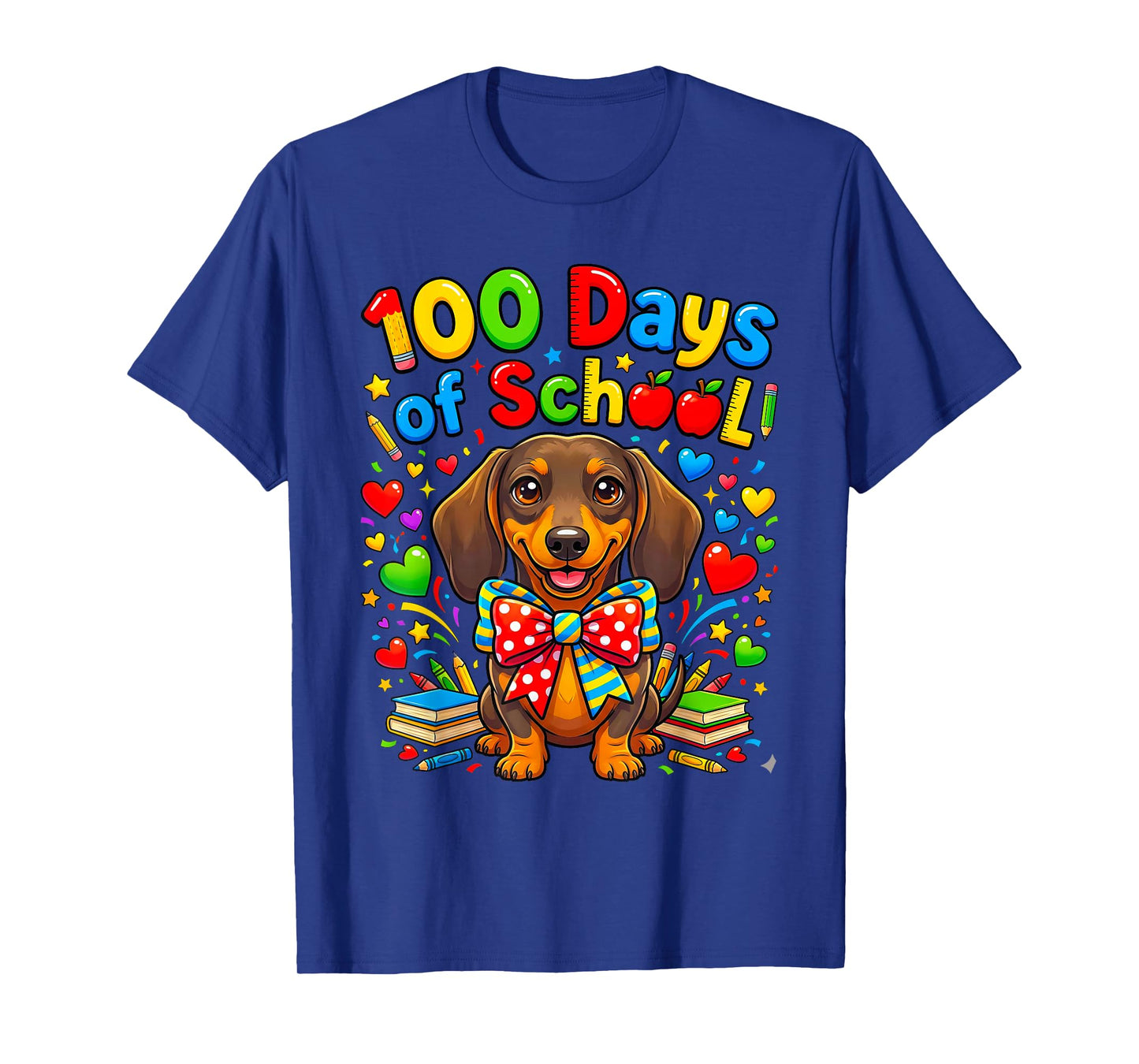 100 Days of School Dachshund Funny 100 Days Kids Teachers T-Shirt