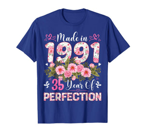35 Year Old Made in 1991 Floral 35th Birthday Women T-Shirt