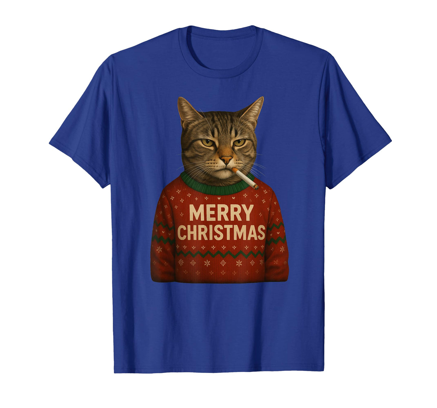 Funny Christmas Smoking Cat Merry Christamas T-Shirt