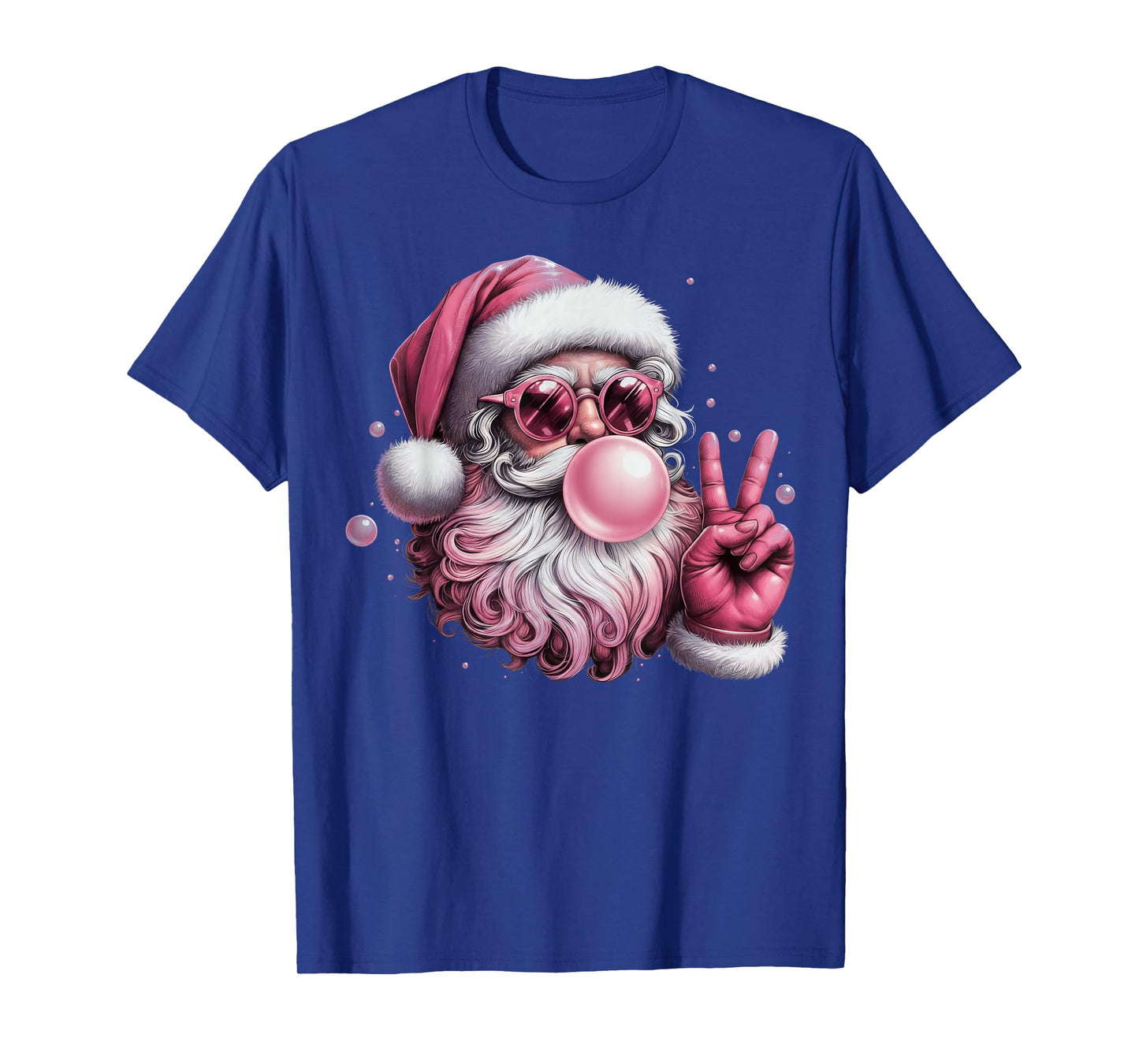 Retro Santa Blowing Bubble Gum Christmas Vintage Sunglasses T-Shirt