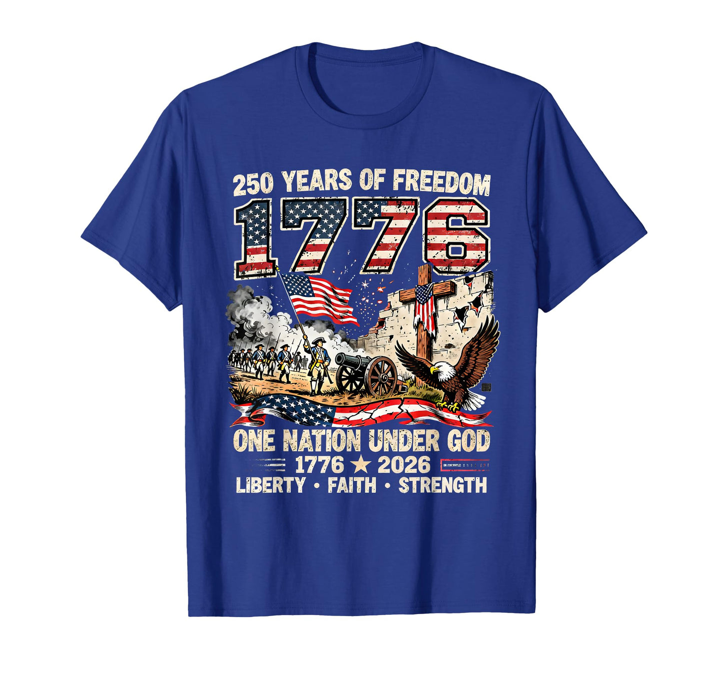 250 Years of Freedom 1776 One Nation Under God USA Flag T-Shirt