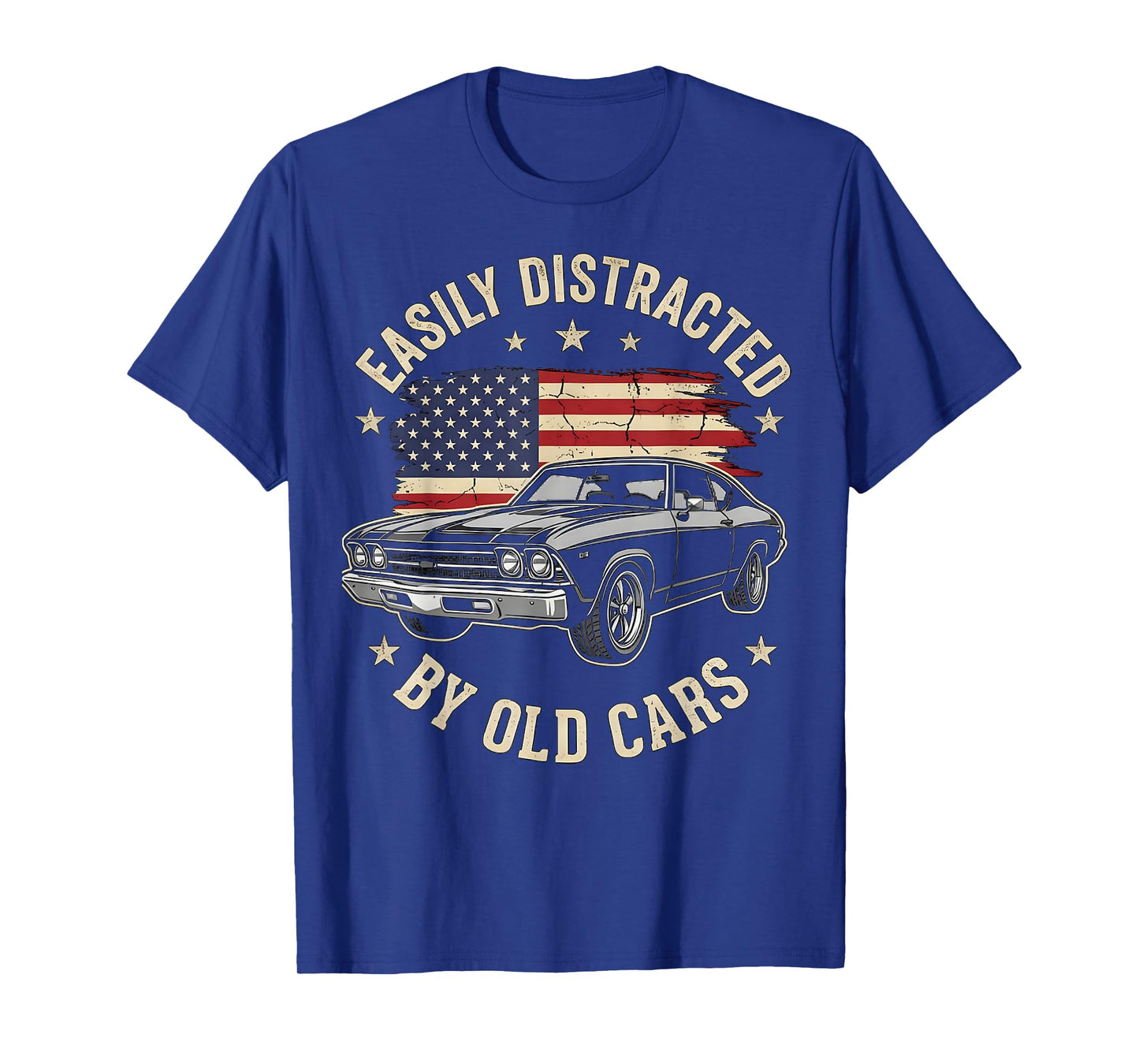 Easily Distracted by Old Cars Funny Classic Car Guy Vintage T-Shirt