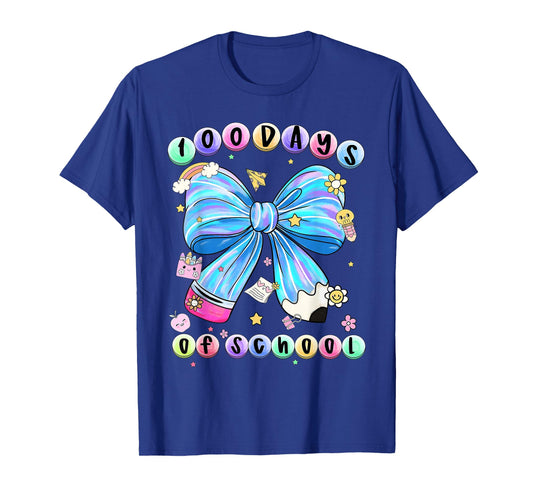 Coquette Bow Pencil 100 Days of School Student Teacher Funny T-Shirt