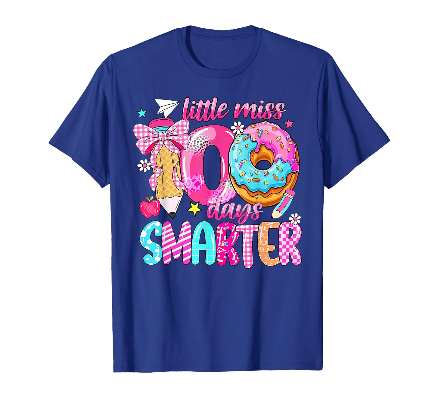 Little Miss 100 Days Smarter Donut 100 Days of School Girl T-Shirt