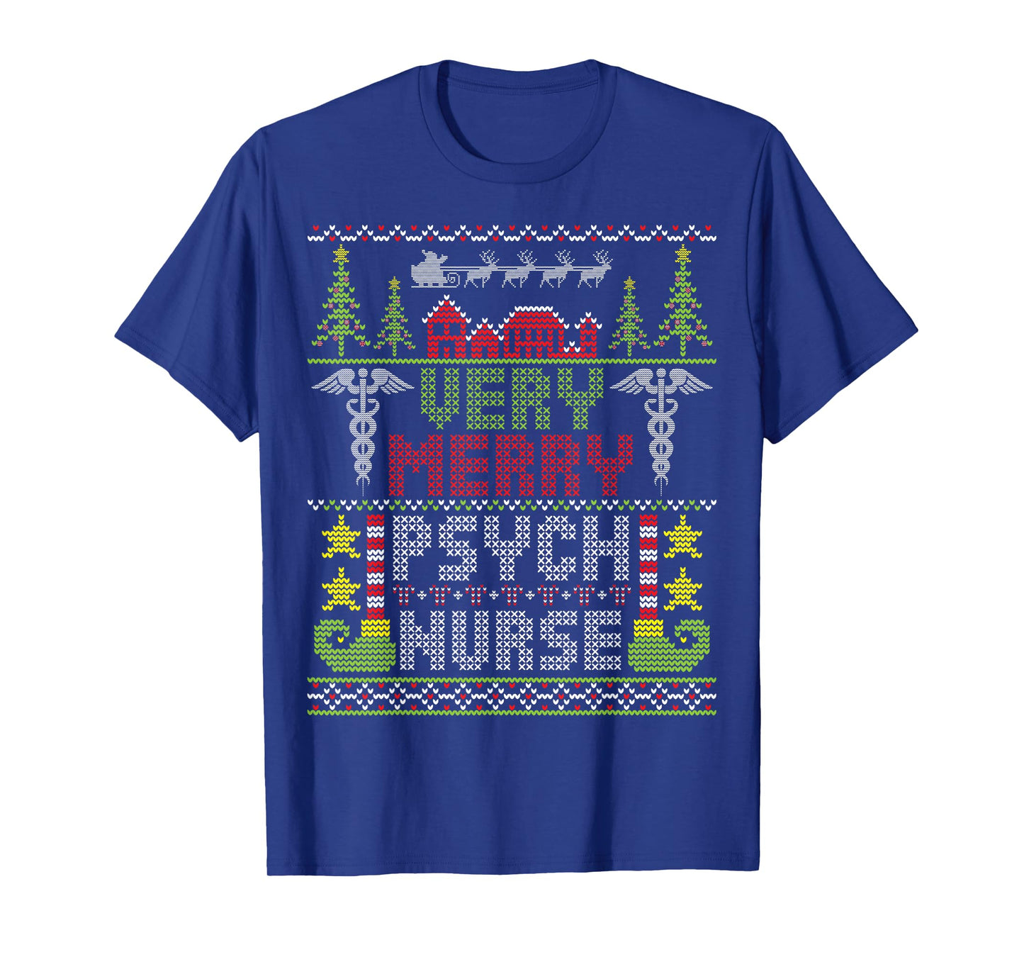 Very Merry Psych Nurse Christmas Ugly Sweater Holiday Vibes T-Shirt