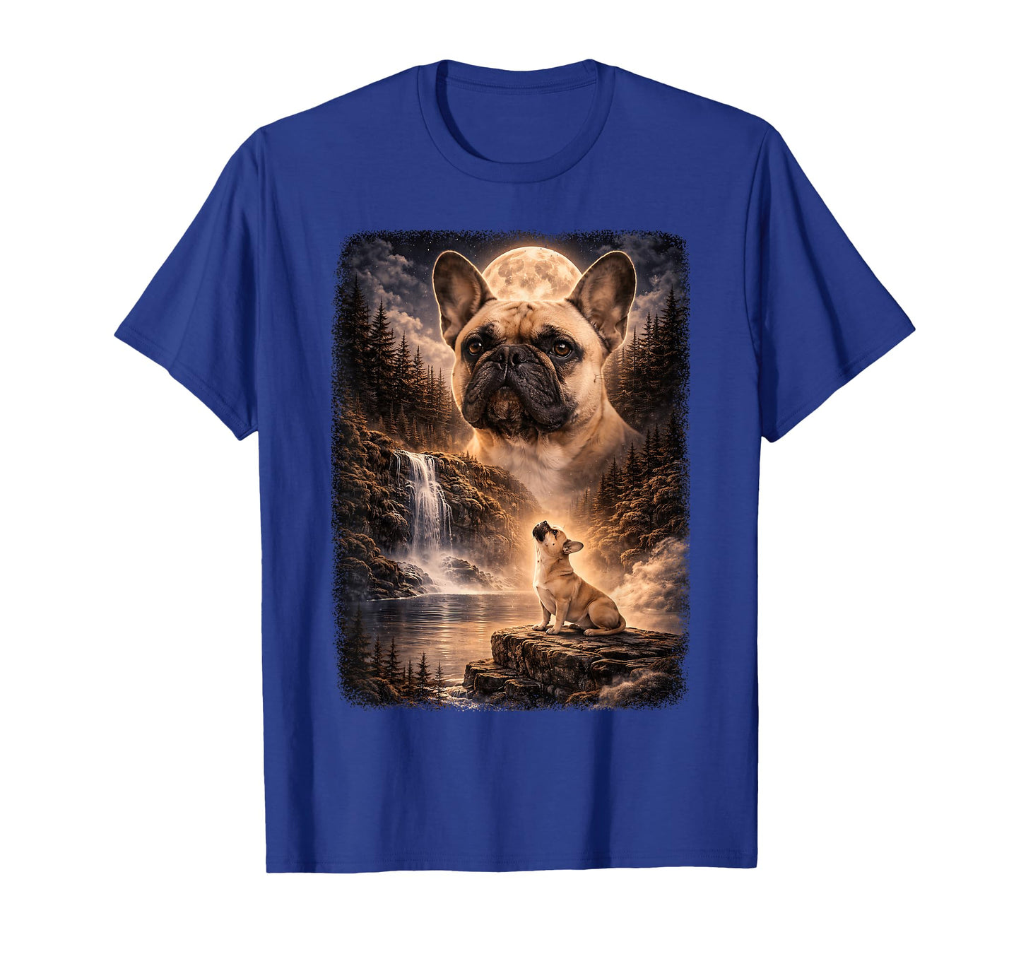 French Bulldog Howling at Moon Vintage Funny Mystic T-Shirt