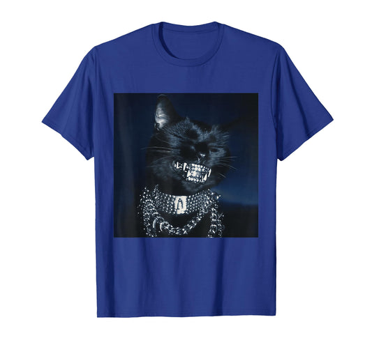 Cat Grillz Funny Kitten Meme Cat Smiling Brain Rot T-Shirt